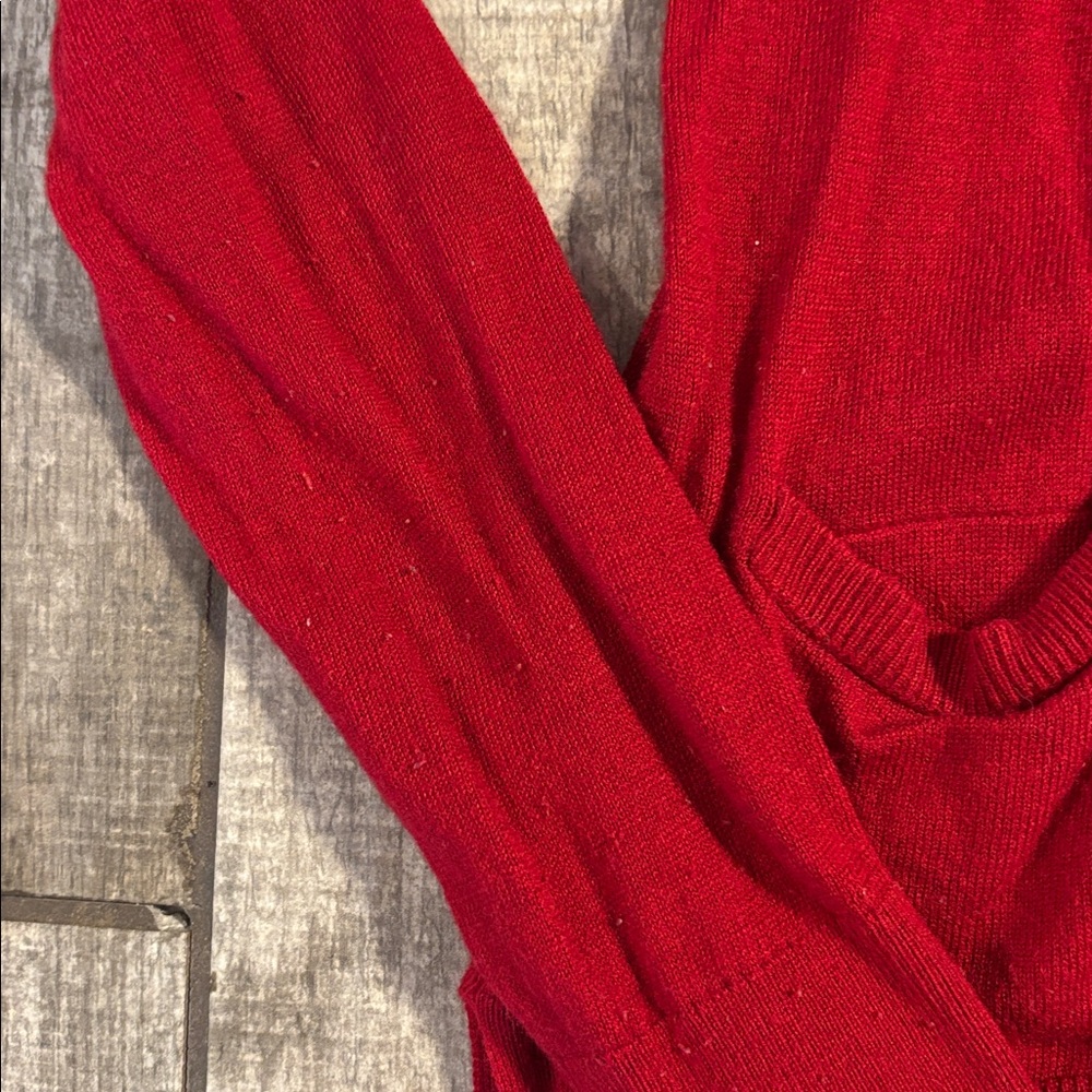 LOFT Vibrant Red V-Neck Cardigan - Picture 3 of 3